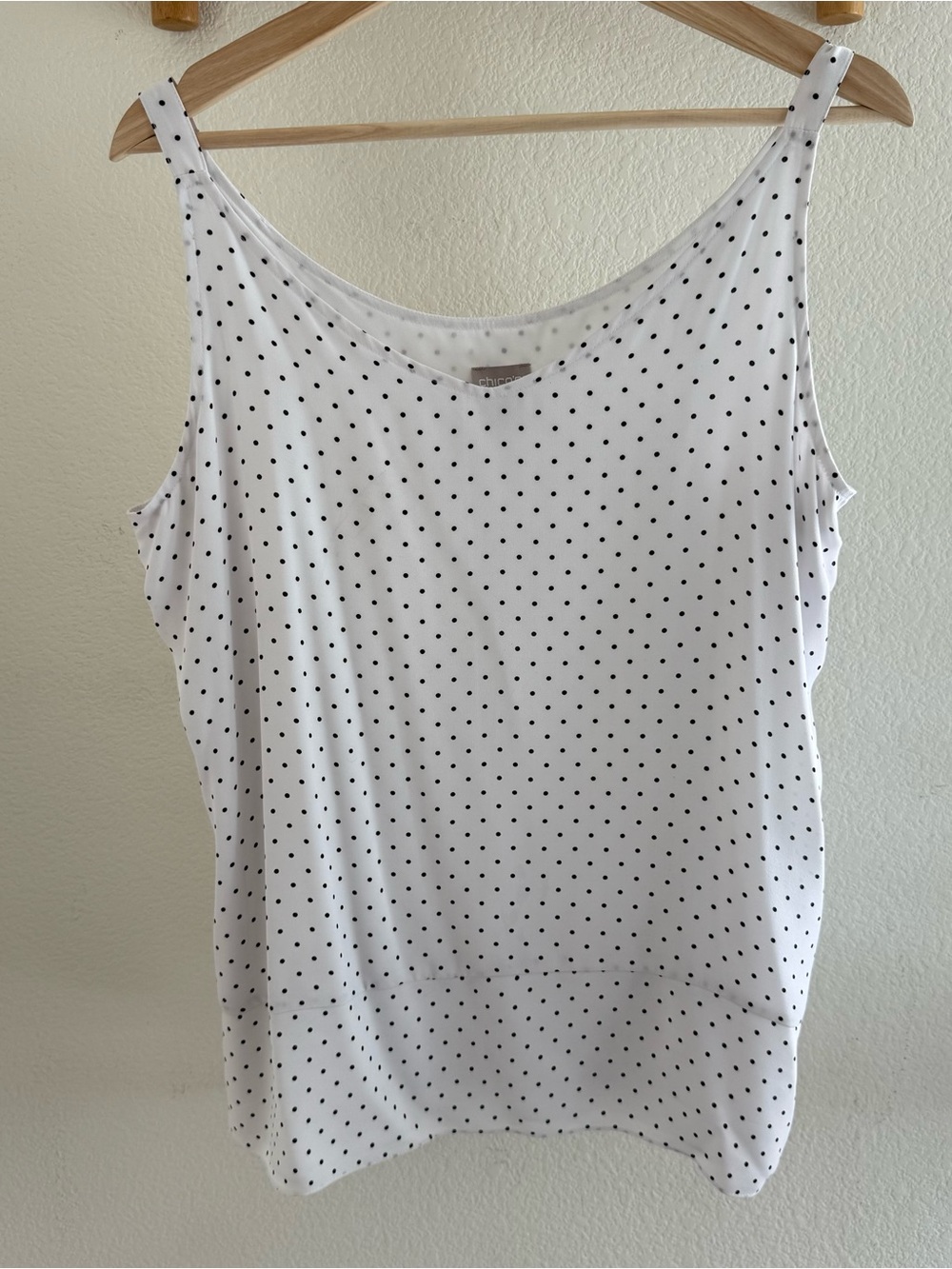 Chico's white polka dot tank top blouse Size 8-10 retro casual